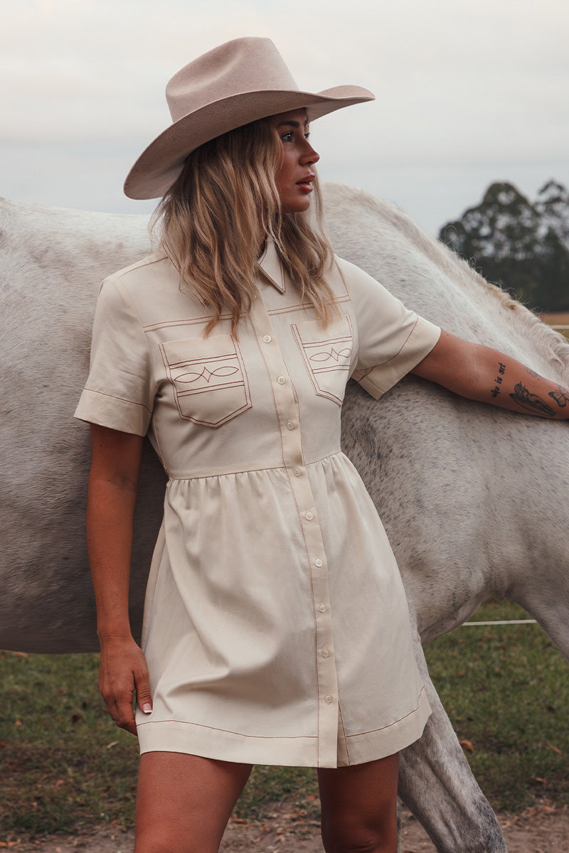 Eloise Womens Shirt Dress - Off White