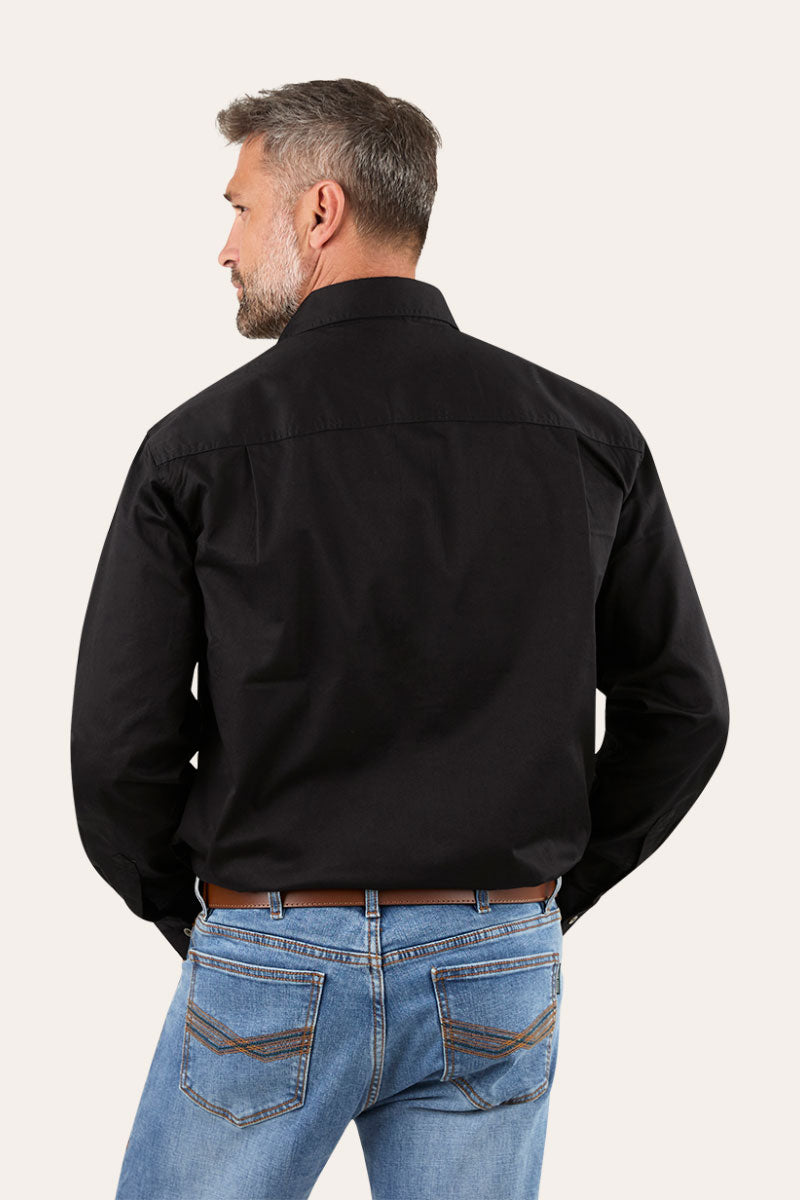King River Mens Full Button Work Shirt - Black