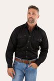 King River Mens Full Button Work Shirt - Black