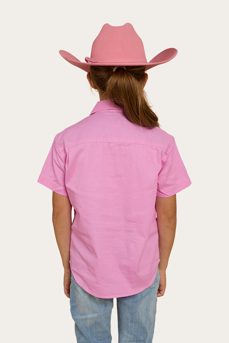 Ord River Kids Half Button Short Sleeve Work Shirt - Pastel Pink