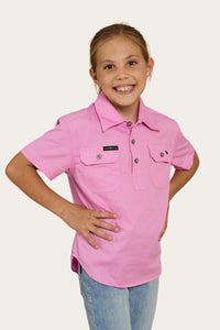 Ord River Kids Half Button Short Sleeve Work Shirt - Pastel Pink
