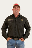 Hawkeye Mens Full Button Work Shirt - Charcoal & Dark Sand