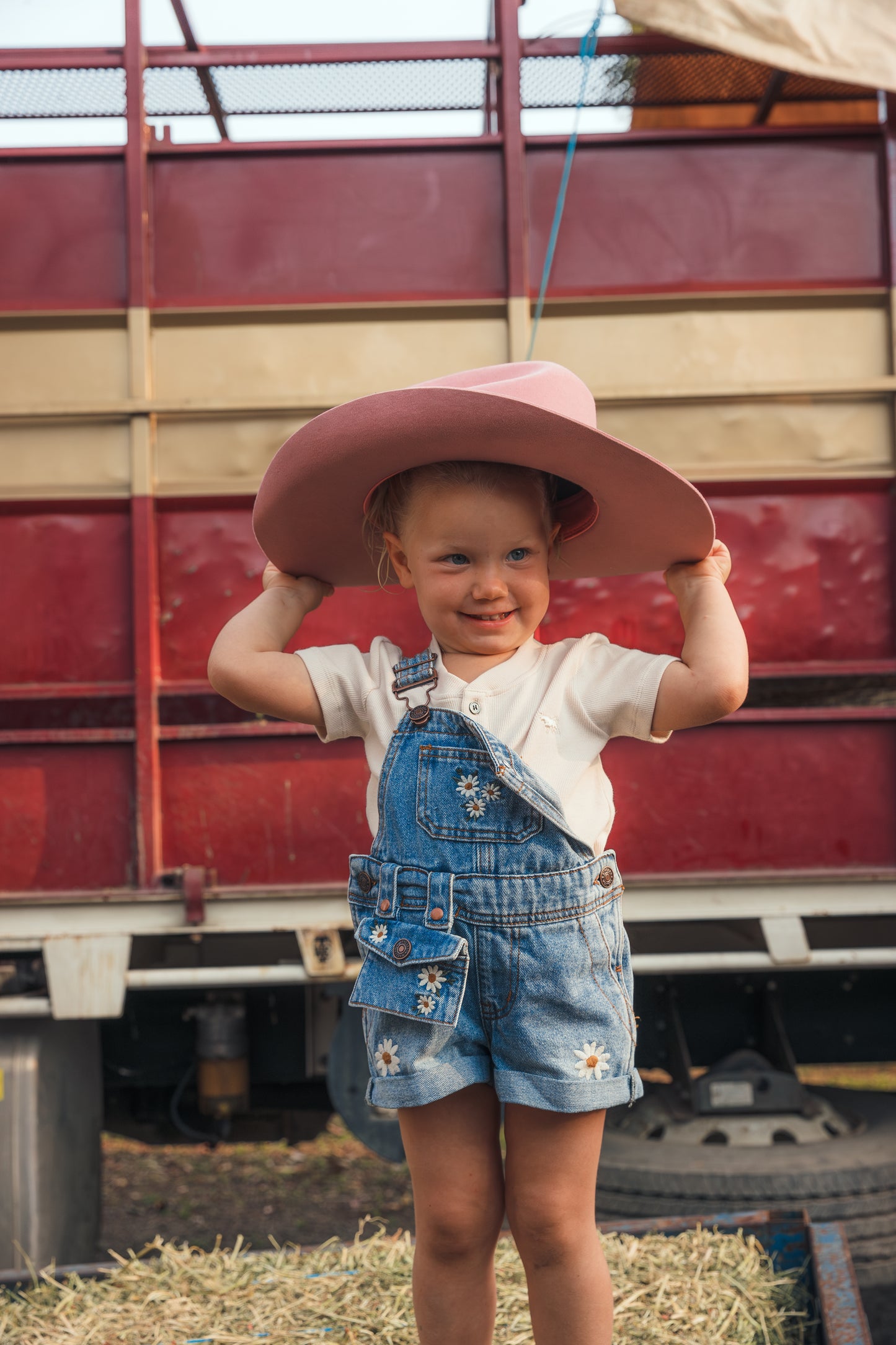 Bessie Kids Denim Short Overall - Light Wash Blue