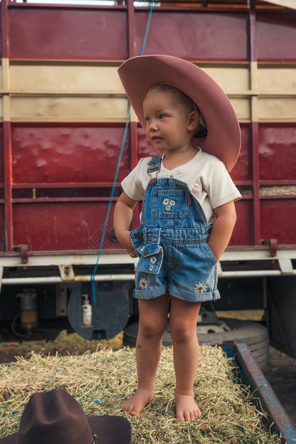 Bessie Kids Denim Short Overall - Light Wash Blue