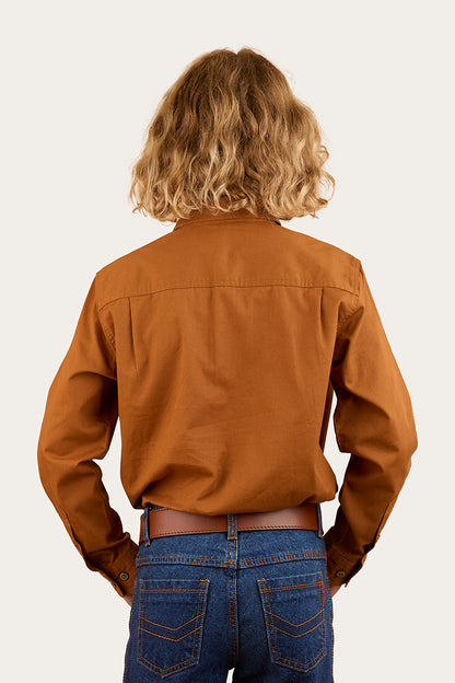 Ord River Kids Half Button Work Shirt - Tobacco