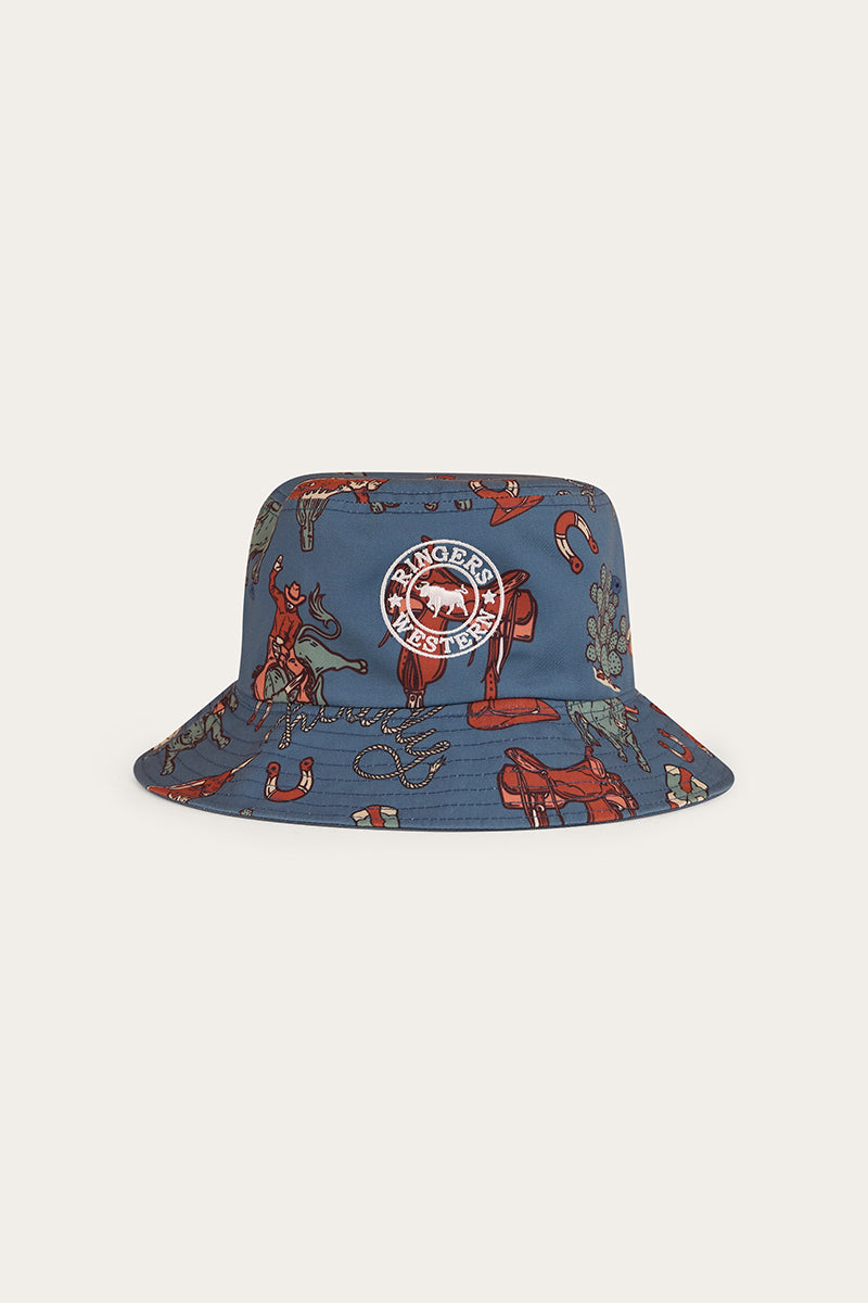 Mini Cowboy Kids Reversible Bucket Hat - Yale Blue