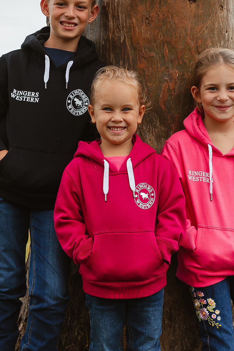 Signature Bull Kids Pullover Hoodie - Magenta / Silver