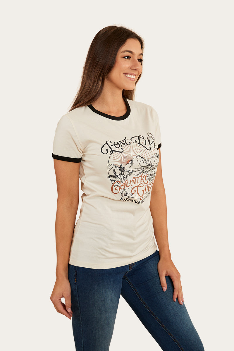 Melrose Womens Classic Fit T-Shirt - Off White/Black