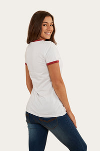 Melrose Womens Classic Fit T-Shirt - White/Red