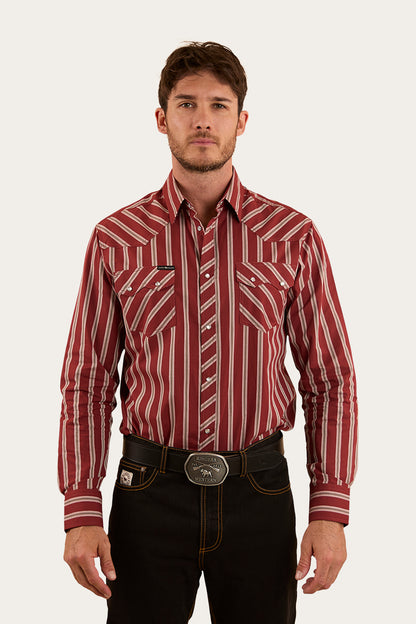 Mapleton Mens Western Shirt Stripe - Cedar