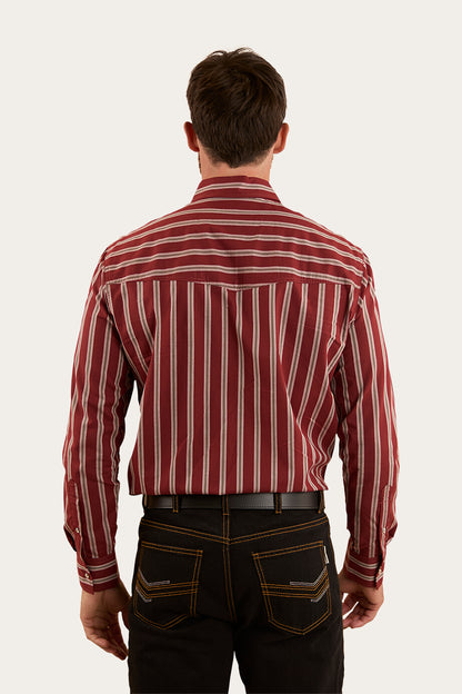 Mapleton Mens Western Shirt Stripe - Cedar