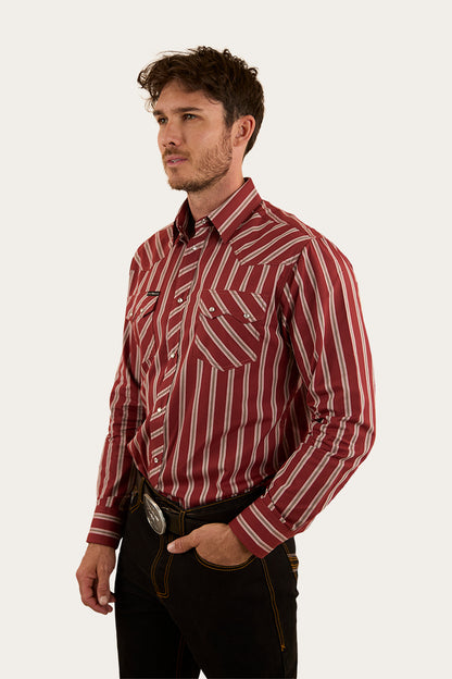 Mapleton Mens Western Shirt Stripe - Cedar