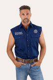 Hawkeye Mens Sleeveless Work Shirt - Navy/White