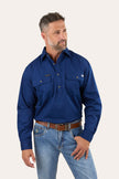 King River Mens Half Button Work Shirt - Navy