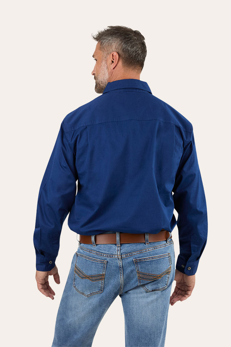 King River Mens Half Button Work Shirt - Navy