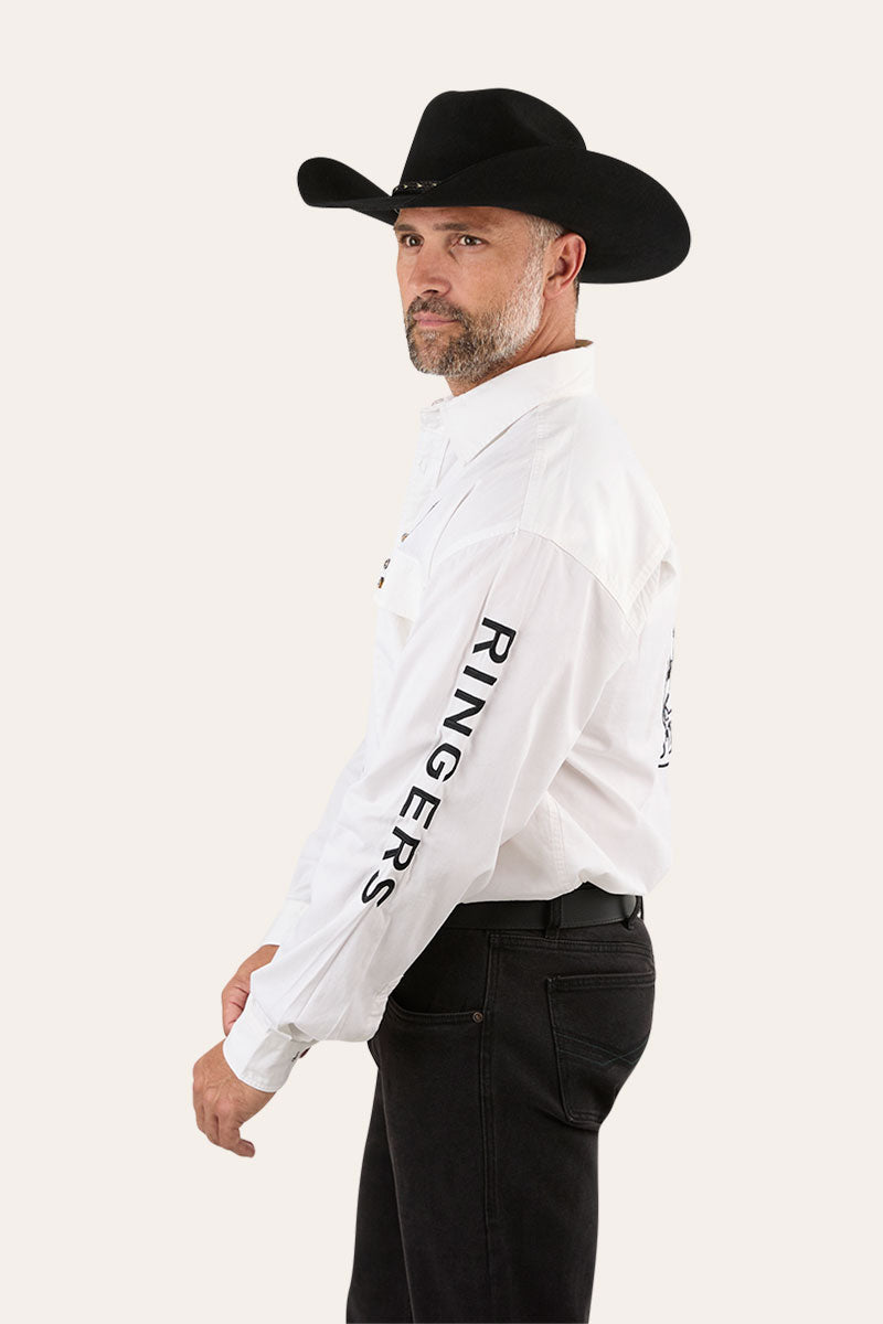 Hawkeye Mens Full Button Work Shirt - White/Black