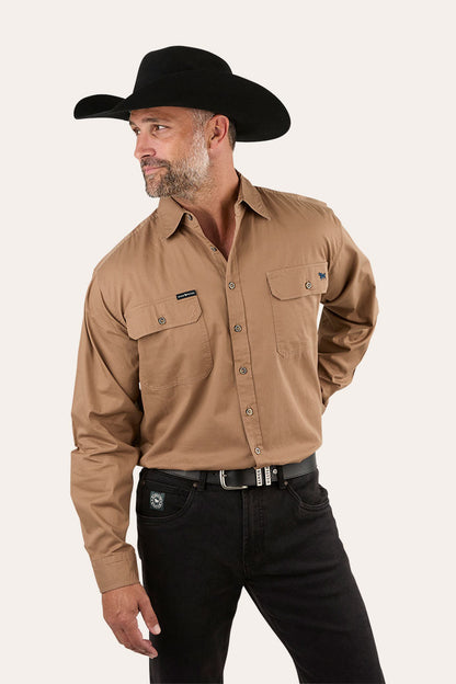 King River Mens Full Button Work Shirt - Clay