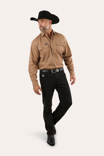 King River Mens Full Button Work Shirt - Clay