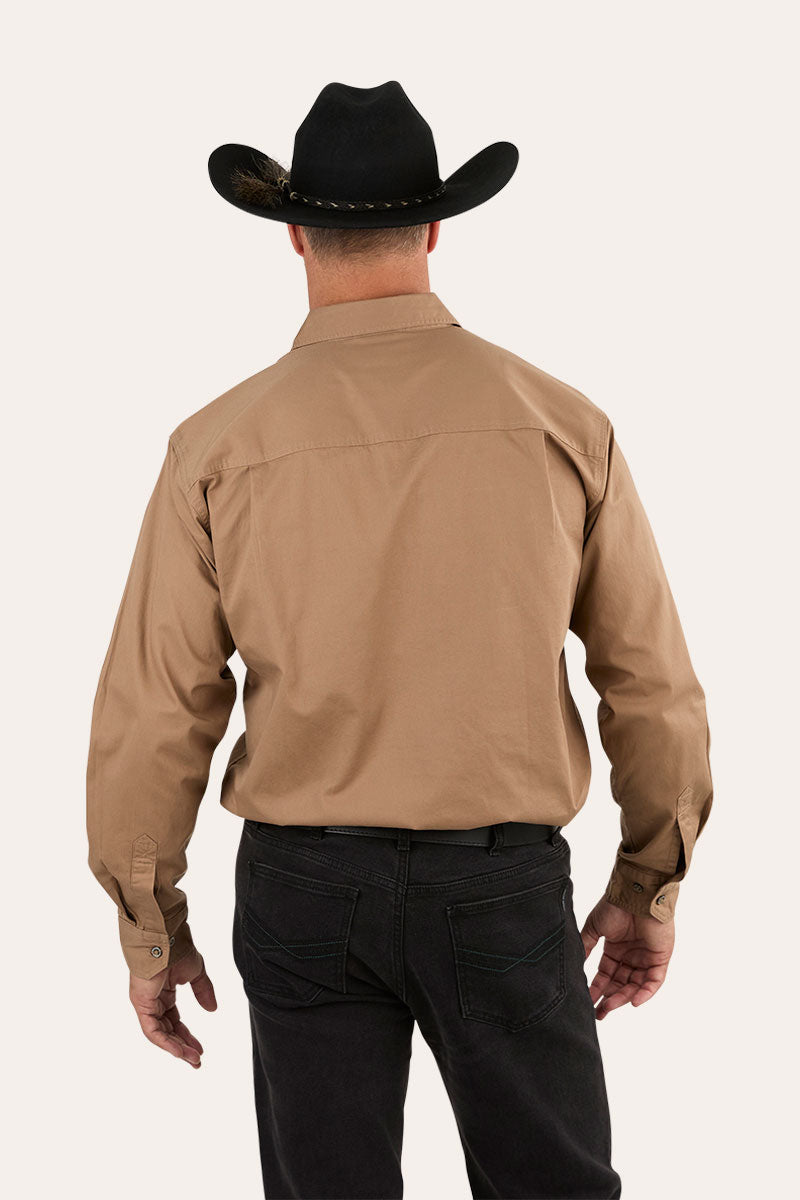 King River Mens Full Button Work Shirt - Clay