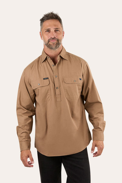 King River Half Button Work Shirt - Clay