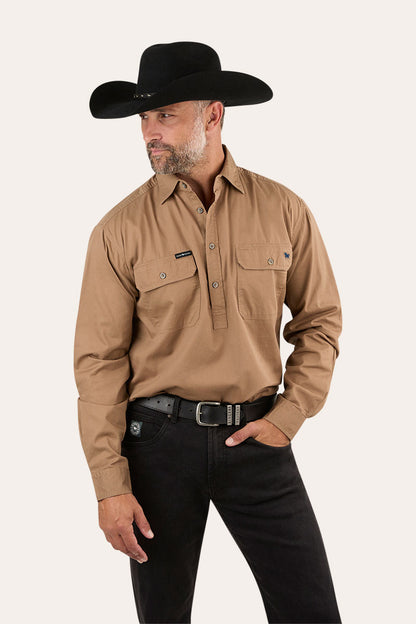 King River Half Button Work Shirt - Clay