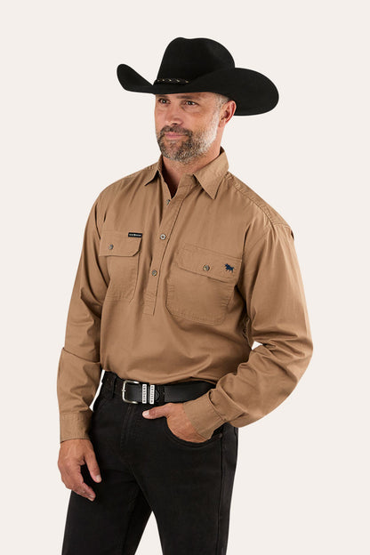King River Half Button Work Shirt - Clay