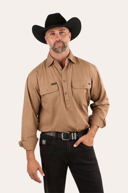 King River Half Button Work Shirt - Clay