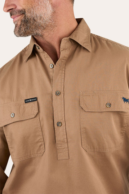 King River Half Button Work Shirt - Clay