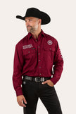 Hawkeye Mens Full Button Work Shirt - Burgundy/White