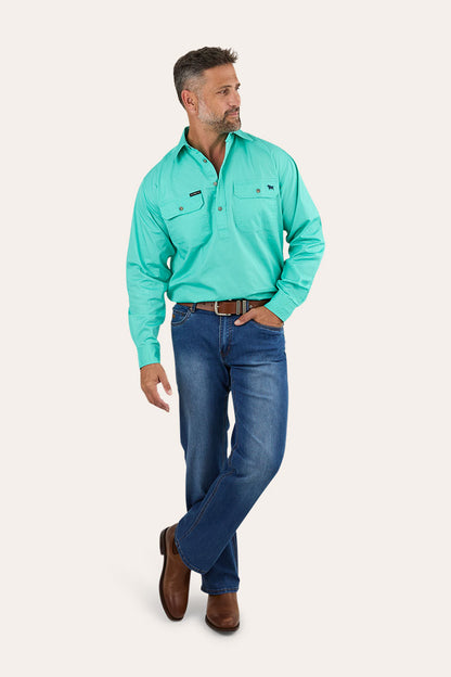 King River Half Button Work Shirt - Mint