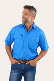 Lake Argyle Mens Short Sleeve Full Button Work Shirt - Blue