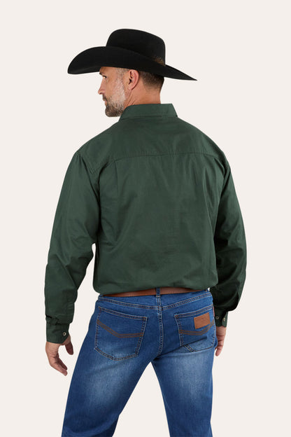 King River Mens Half Button Work Shirt - Cargo Khaki