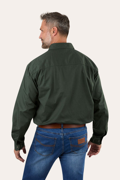 King River Mens Full Button Work Shirt - Cargo Khaki
