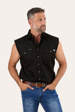 Rob Roy Mens Sleeveless Full Button Work Shirt - Black