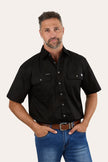 Lake Argyle Mens Short Sleeve Full Button Work Shirt - Black
