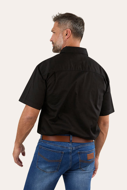 Lake Argyle Mens Short Sleeve Full Button Work Shirt - Black