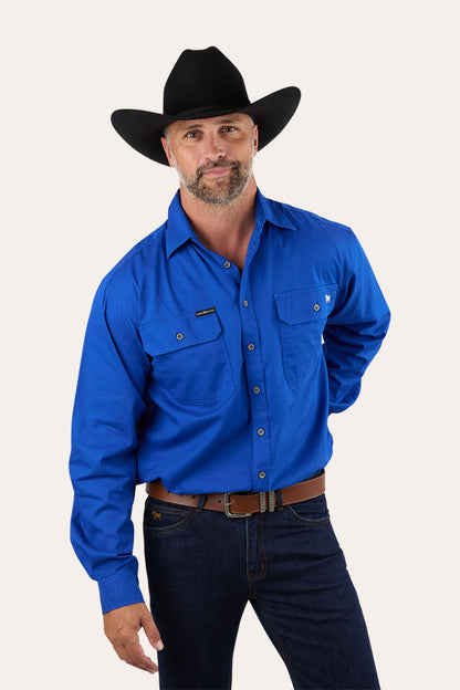 King River Mens Full Button Work Shirt - Royal Blue