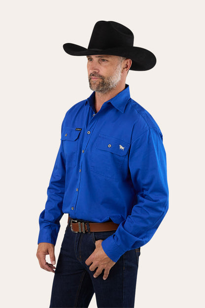 King River Mens Full Button Work Shirt - Royal Blue