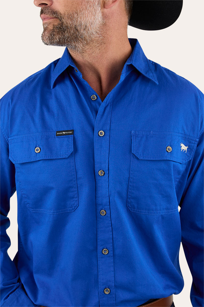 King River Mens Full Button Work Shirt - Royal Blue