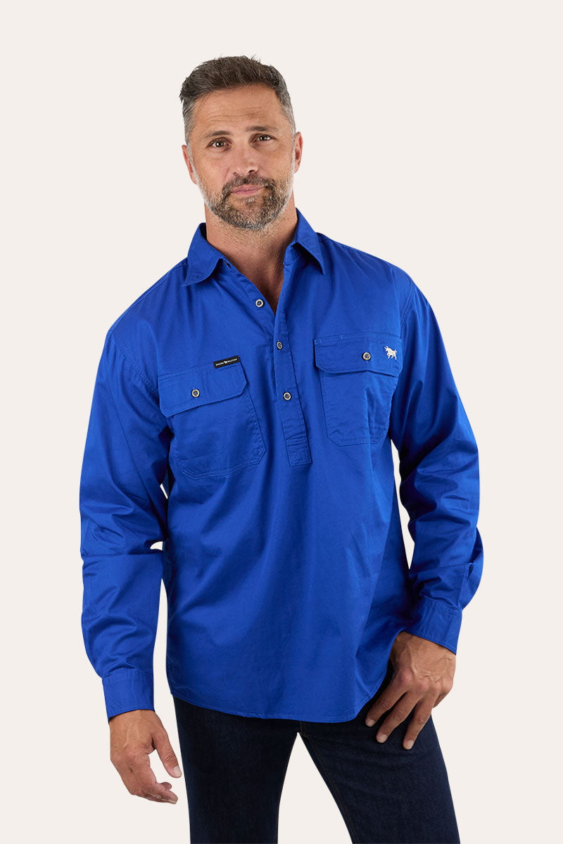 King River Half Button Work Shirt - Royal Blue