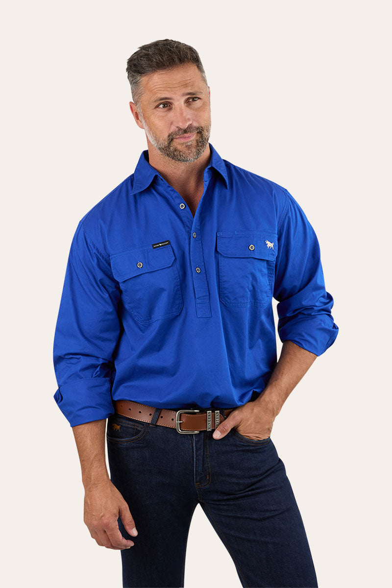 King River Half Button Work Shirt - Royal Blue