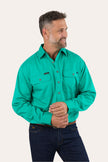 King River Mens Full Button Work Shirt - Green