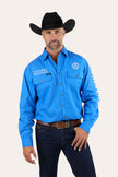 Hawkeye Mens Full Button Work Shirt - Blue/White