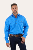 King River Mens Full Button Work Shirt - Blue