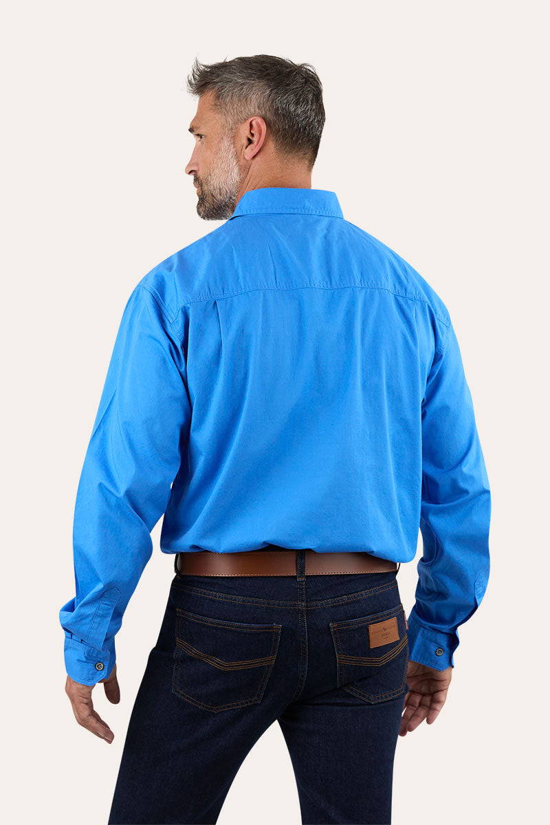 King River Mens Full Button Work Shirt - Blue