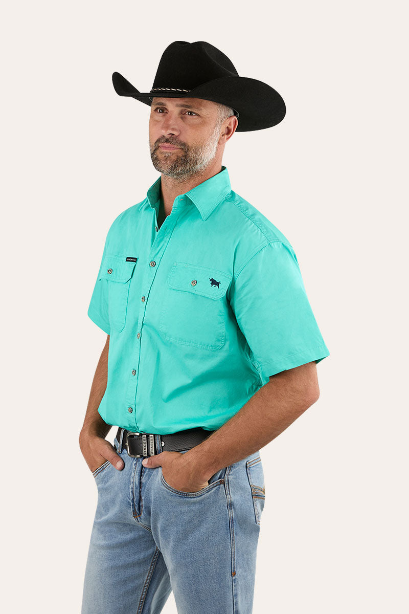 Lake Argyle Mens Short Sleeve Full Button Work Shirt - Mint