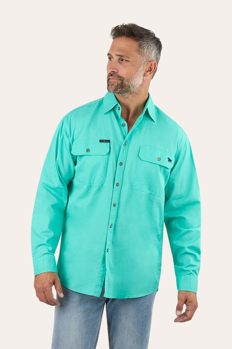 King River Mens Full Button Work Shirt - Mint