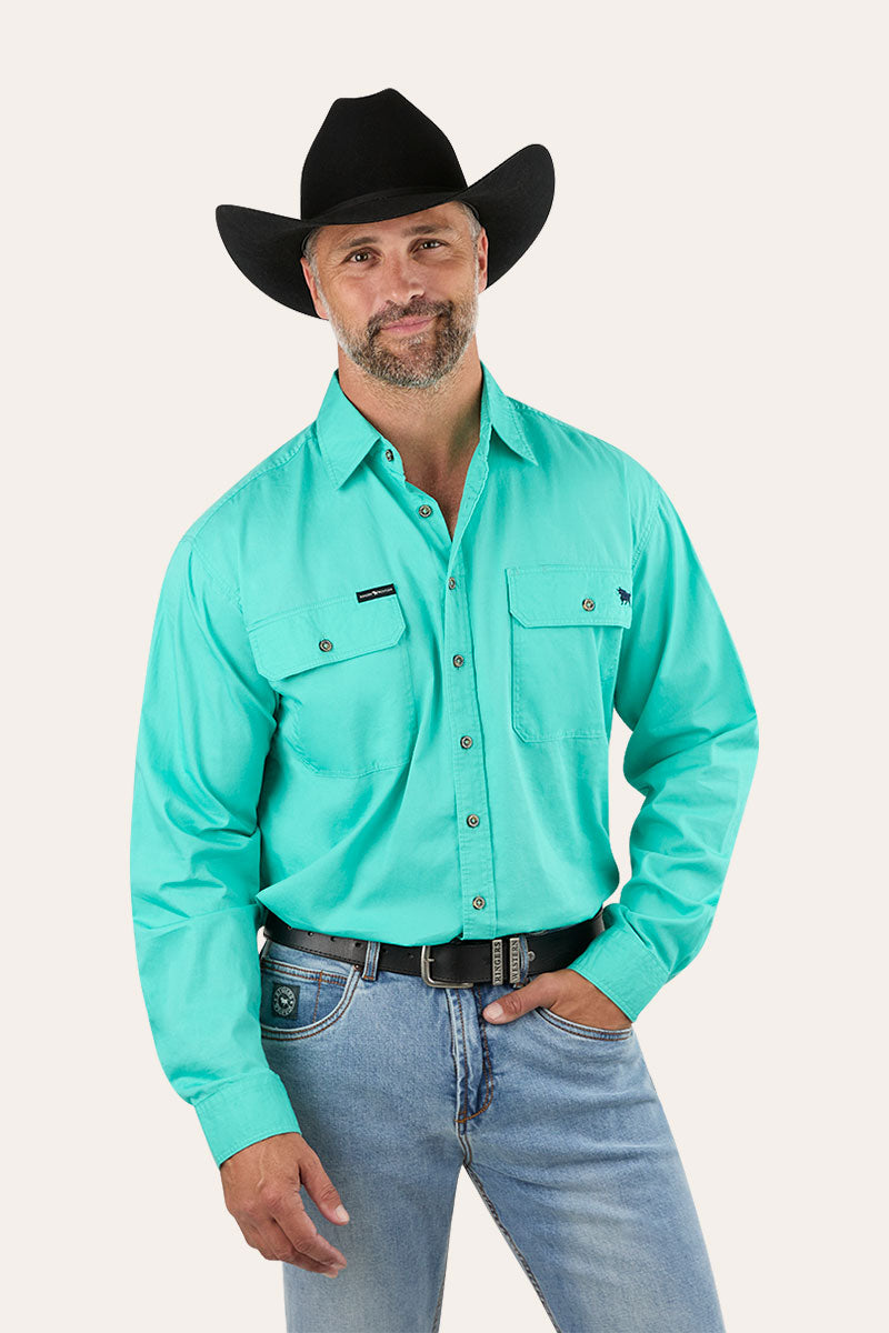 King River Mens Full Button Work Shirt - Mint
