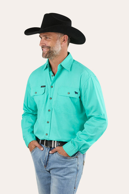 King River Mens Full Button Work Shirt - Mint