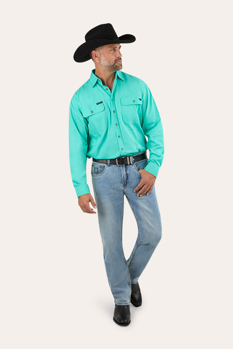 King River Mens Full Button Work Shirt - Mint